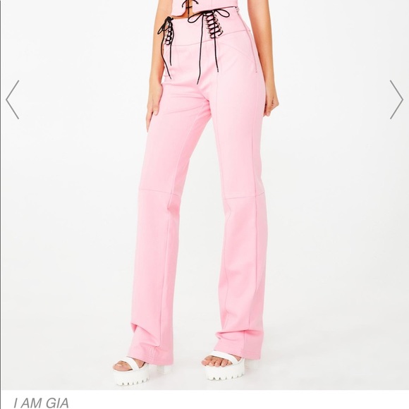 I Am Gia Pink Carolina Laceup Pants 
